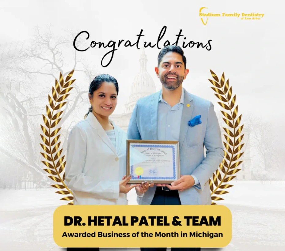 dr. hetal patel & team awarded business of the month in michigan